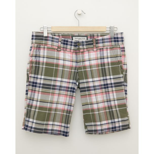 Abercrombie & Fitch Stretch Plaid Burmuda Shorts Women's 4
