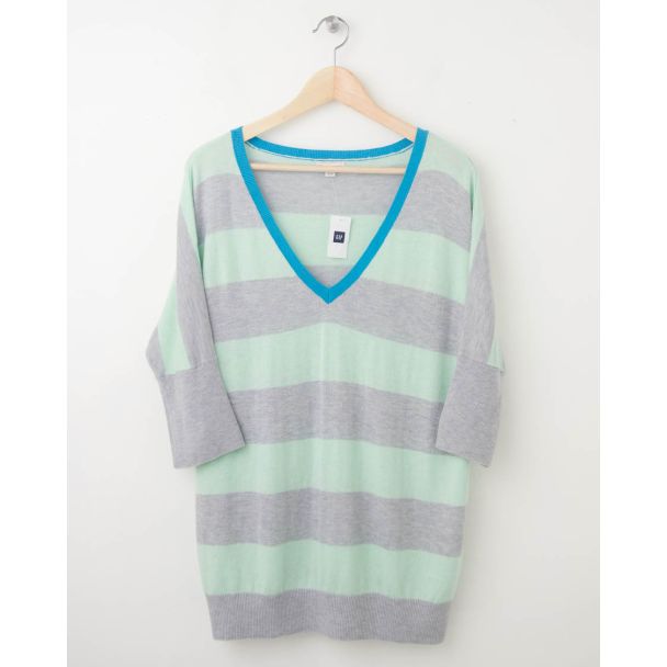 NEW Gap Striped Dolman-Sleeve Sweater in Icy Mint