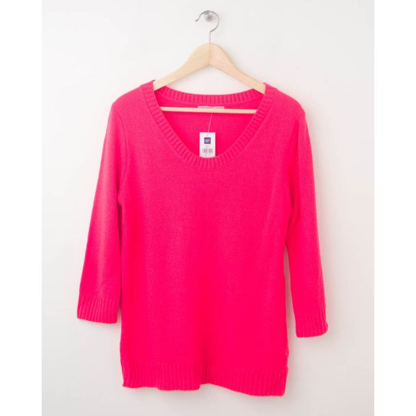 NEW Gap Neon Solid Pullover Sweater in Diva Pink Women's Small