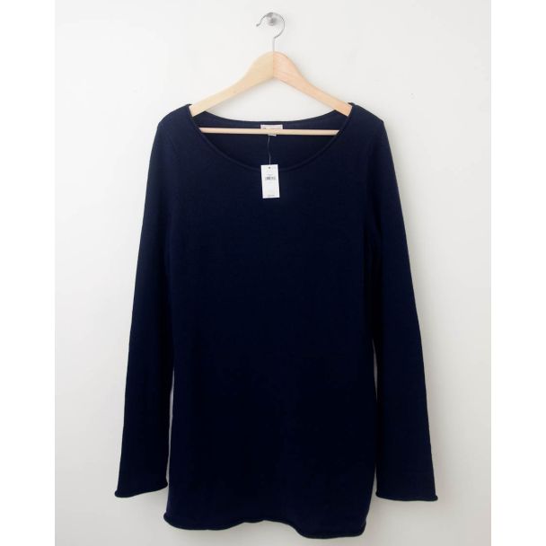 NEW Gap Roll-Edge Solid Sweater in Navy Uniform Women's Large