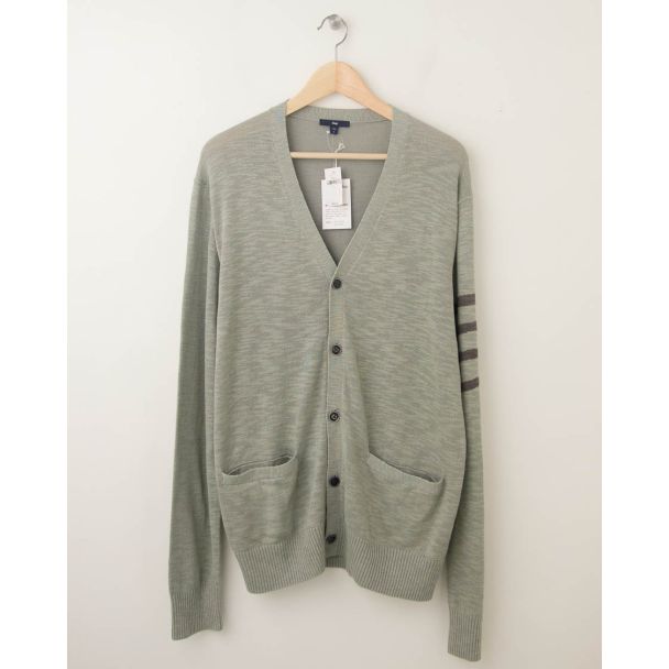 NEW Gap Band of Stripes Cardigan Sweater in Silver