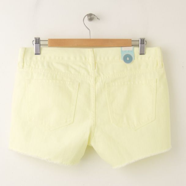 NEW Old Navy The Diva Cut-Off Denim Shorts 3.5" in Neon Alarm Clock (back)
