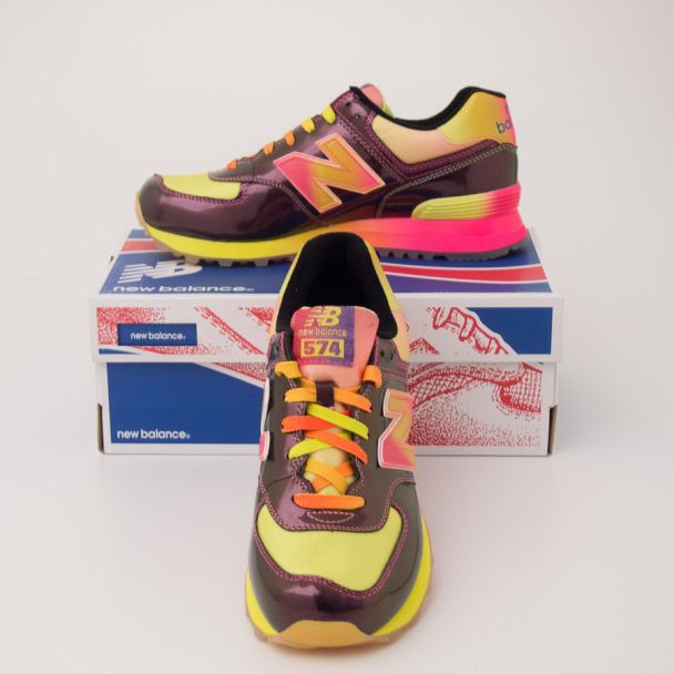 New Balance Women's Rainbow 574 Classics Running Shoes Purple WL574BOW