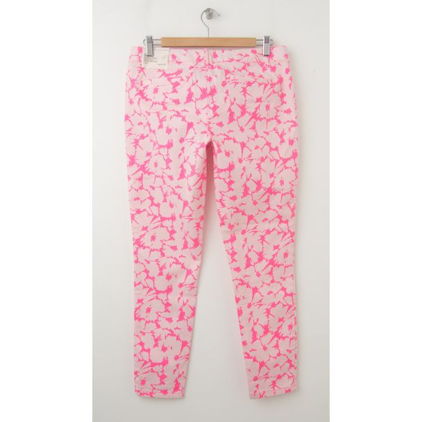 NEW Gap Skinny Mini Skimmer Khaki Pants in Coral Floral Print 