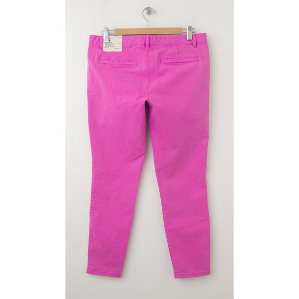 NEW Gap Garment Dyed Skinny Mini Skimmer Khaki Pants in Neon Magenta
