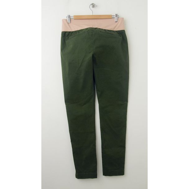 NEW Gap Maternity Demi-Panel Skinny Mini Skimmer Khaki Pants in New Olive