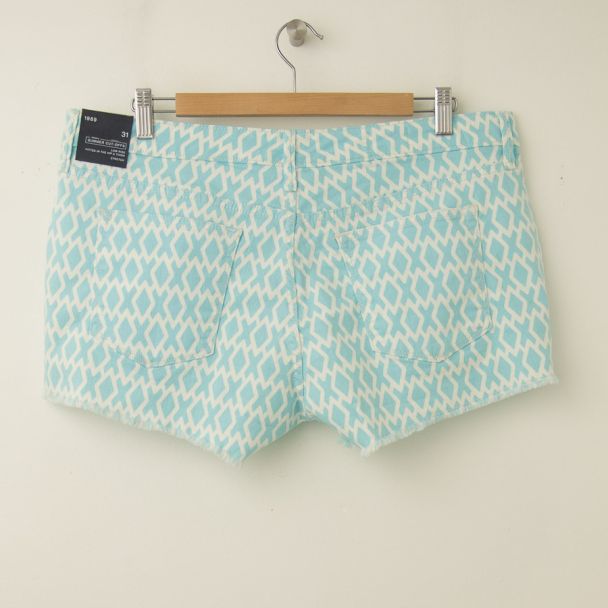 NEW Gap 1969 Printed Summer Cut-Offs Denim Maddie Shorts Dockside Blue