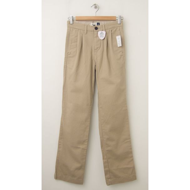 GapKids Boy's GapShield Easy Fit Pleated Pant in Cargo Khaki