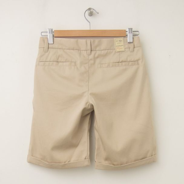 NEW GapKids Girl's GapShield Uniform Pleated Shorts in Wicker (back)
