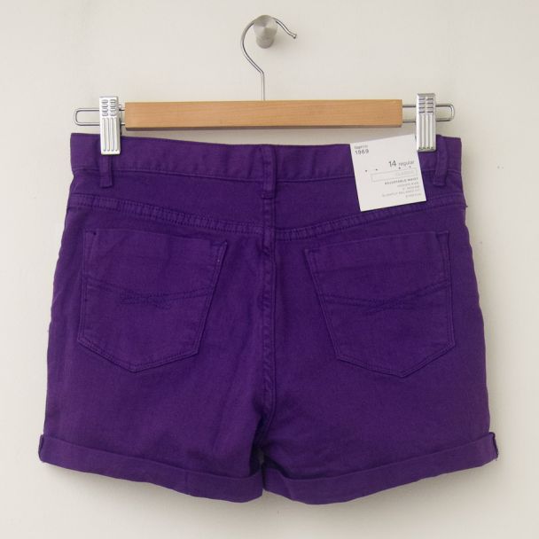GapKids Girls 1969 Classic Rolled Hem Denim Shorts in Ultraviolet Wave (back)