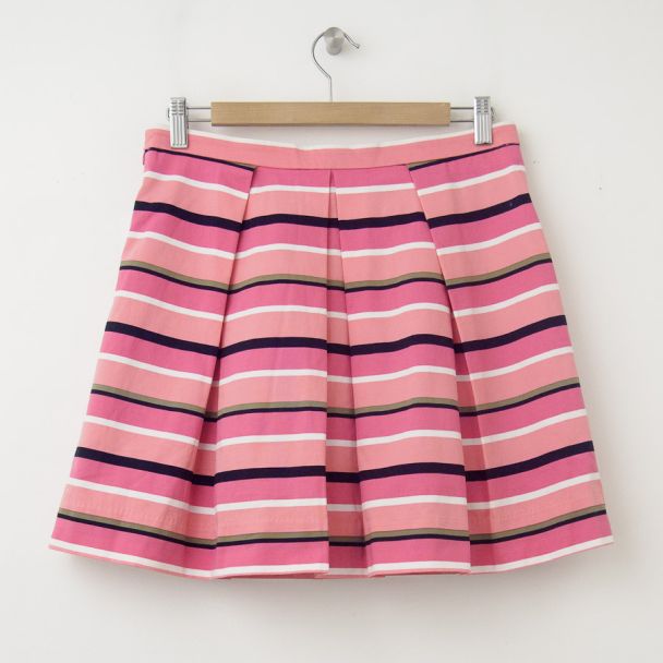 NEW Gap Pleated Striped Fit and Flare Skirt in Pink Stripe