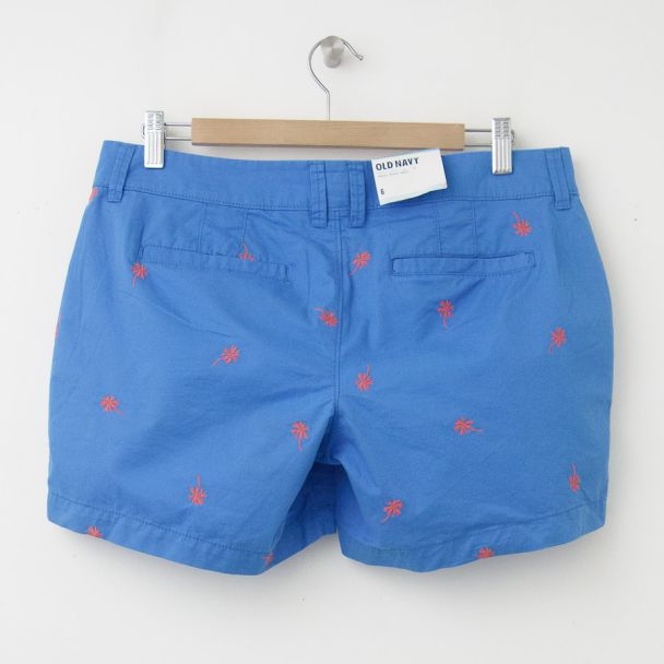 NEW Old Navy Embroidered Palm Tree 5" Twill Shorts in Azure Like You