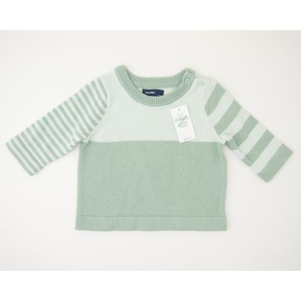 NEW babyGap Striped Colorblock Sweater in Sage Tint