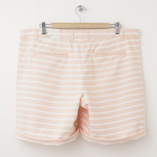 NEW Gap Boyfriend Roll-Up Bermuda Shorts in Peach Stripe (back)