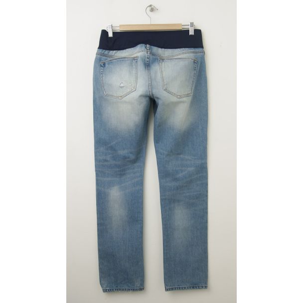 NEW Gap Maternity 1969 Demi-Panel Destructed Real Straight Jeans in Daybreak (back)