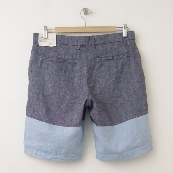 NEW Gap Colorblock Chambray Boyfriend Roll-Up Shorts in Blue