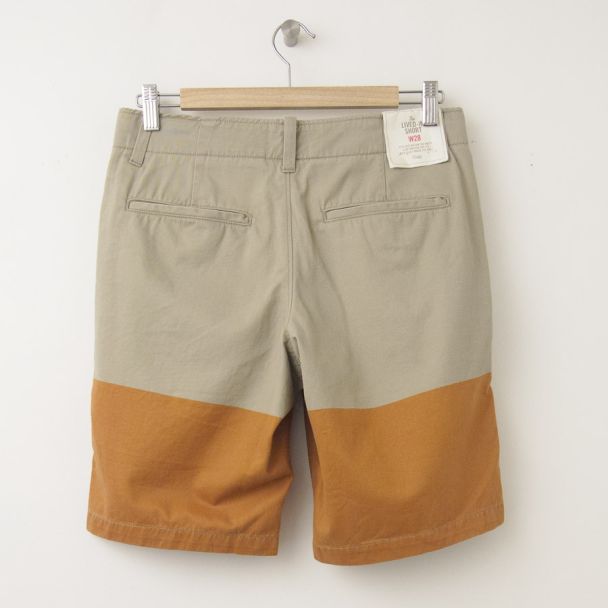 NEW Gap Lived-In Colorblock Flat Front Shorts (10") in Dark Chino (back)
