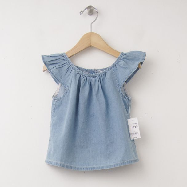 New babyGap Denim Flutter Top Shirt in Chambray