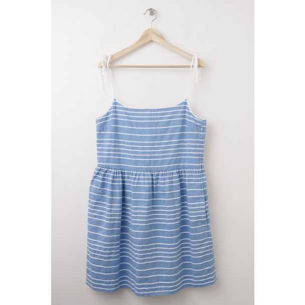Gap Strappy Stripe Fit & Flare Dress in Barclay Blue 