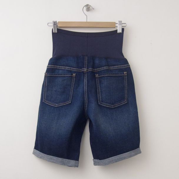 NEW Old Navy Maternity Full-Panel 9" Denim Bermuda Shorts in Dark Wash