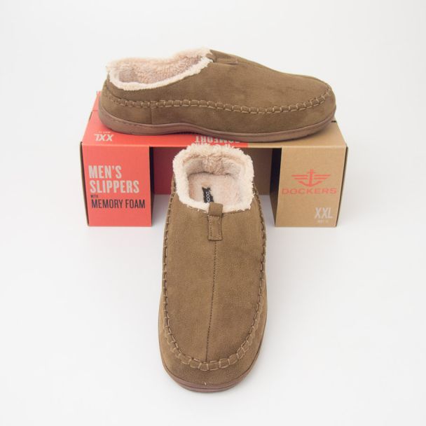 Dockers Top Stitch Mule Slippers with Memory Foam in Tan