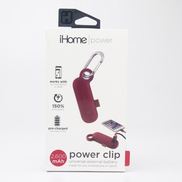 iHome Power Clip Universal External 2600 mAh Battery IH-CT4010R in Red