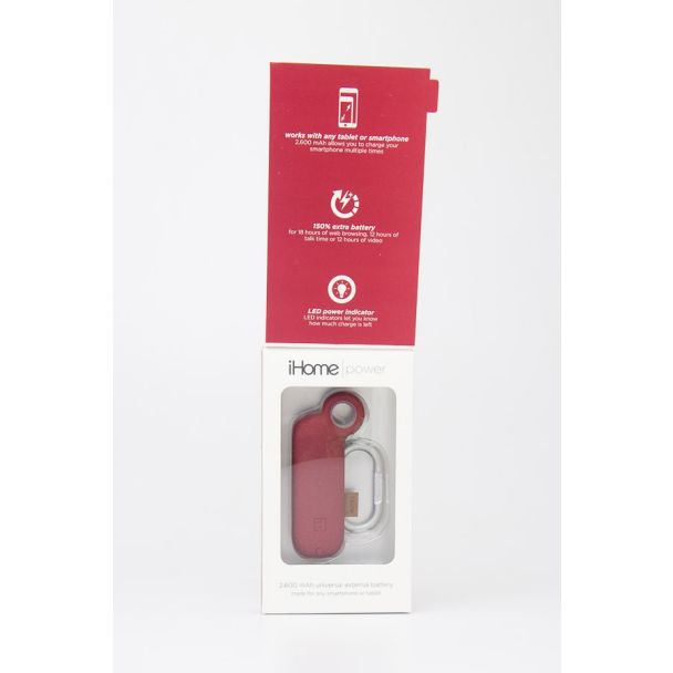 iHome Power Clip Universal External 2600 mAh Battery IH-CT4010R in Red