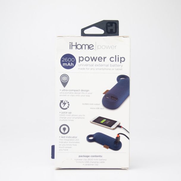 iHome Power Clip Universal External 2600 mAh Battery IH-CT4010N in Blue
