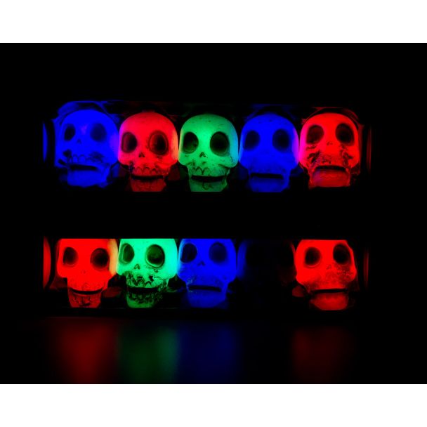 Spooky Village LED Illuminated Mini-Skull Light String with Halloween Sound Effects