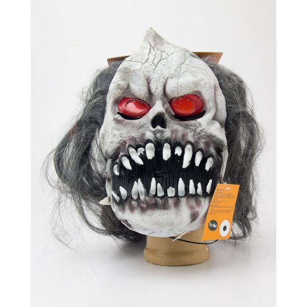 Spooky Village Fright Night Light-Up Mask for Adults - Grey Hair