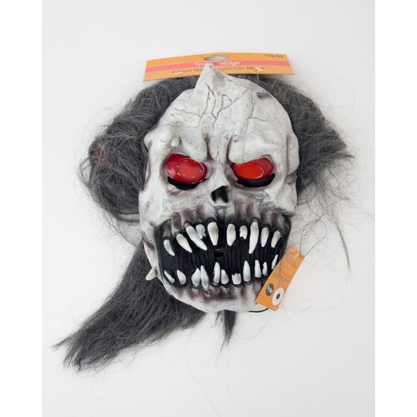Spooky Village Fright Night Light-Up Mask for Adults - Grey Hair