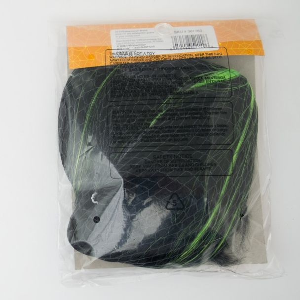 Spooky Village Witch Morticia Adult Wig in Black with Green