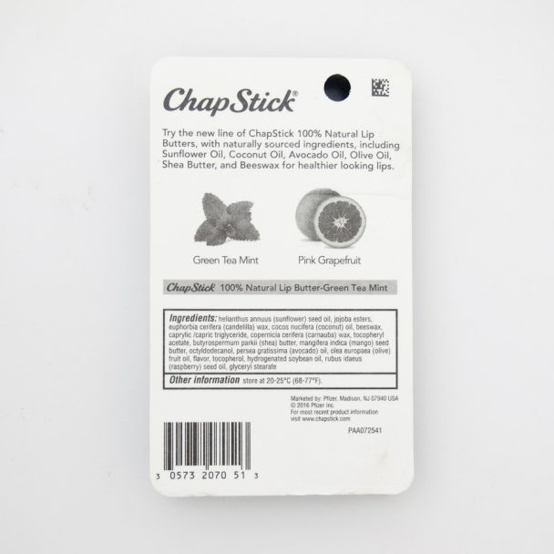 Chapstick Green Tea Mint 100% Natural Lip Butter .15 oz