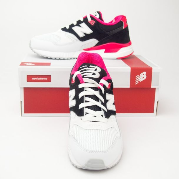 New Balance Women's 530 '90s Leather Classic Running Shoes W530SWC in Black/White/Cherry