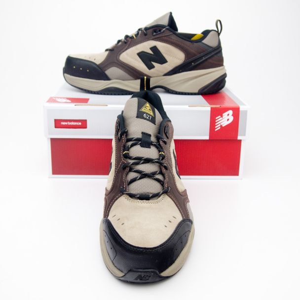 New Balance Men's Steel Toe 627 Suede Work Shoes MID627O in Brown