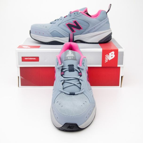 New Balance Women's Steel Toe 627 Suede Work Shoes WID627GP in Light Grey