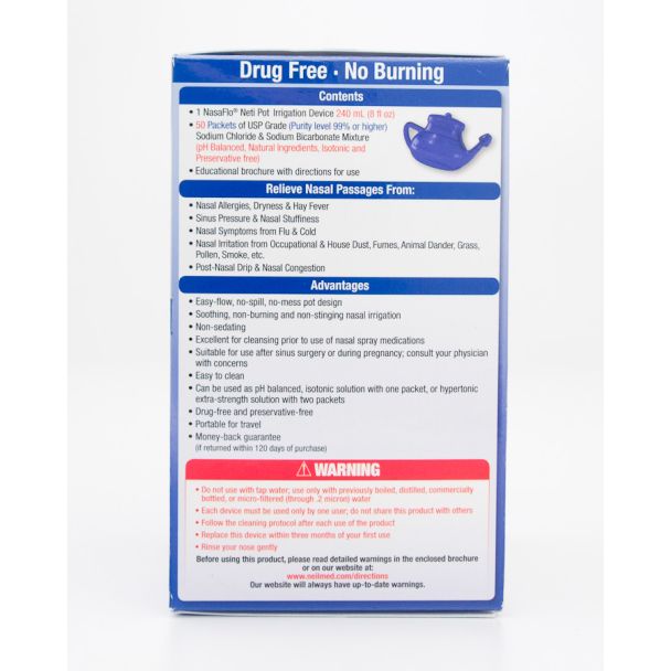 NeilMed NasaFlo Neti Pot with 50 Premixed Packets