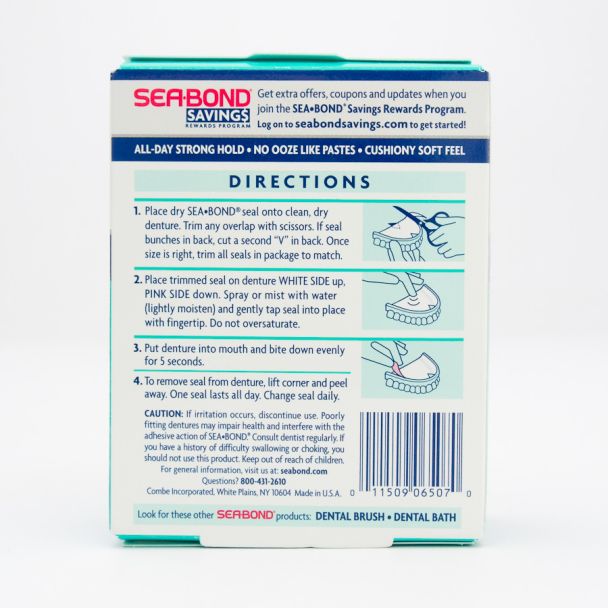 Sea-Bond Denture Adhesive Seals Fresh Mint 30 Uppers