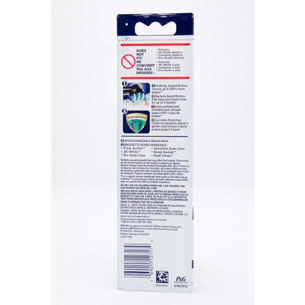 Oral-B Bacteria Guard Bristles CrossAction 3 Brush Heads