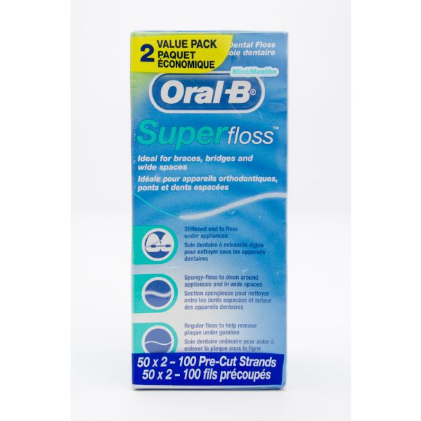 Oral-B Super Floss 2 Pack 50 x 2 - 100 Pre-Cut Strands