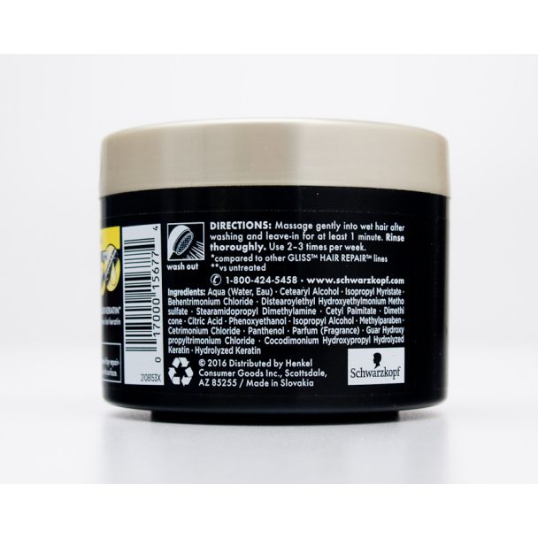 Schwarzkopf Gliss Hair Repair with Liquid Keratin Ultimate Repair Anti-Damage Mask for Heavily Damaged Hair 6.1 oz (172 g)