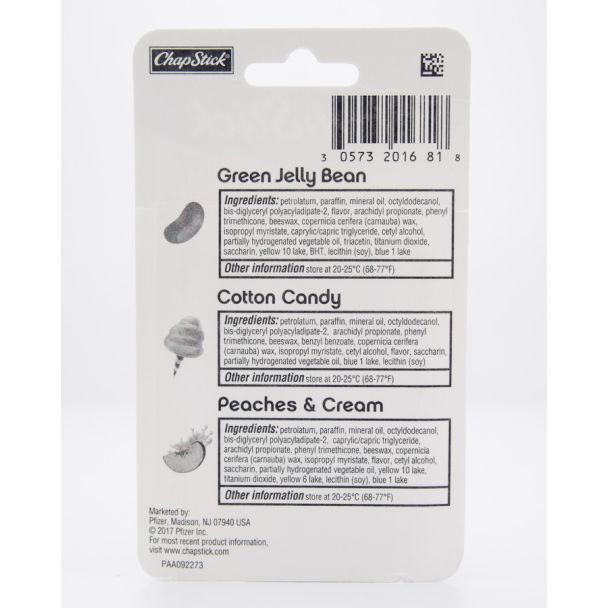 Chapstick Chapstick Spring Collection - Green Jelly Bean, Cotton Candy, Peaches & Cream 3 Sticks - net wt 0.15 oz (4g) Each