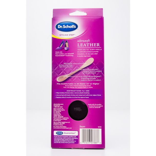 Dr. Scholl's Stylish Step Ultrasoft Leather Insoles for High Heels C6720 1 Pair of Women's Size 6-10