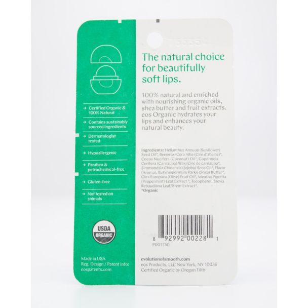 EOS Organic Sweet Mint Lasting Hyration Lip Care net wt .25 oz