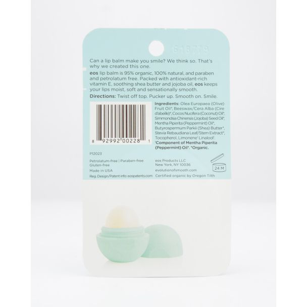 EOS Organic Sweet Mint Lasting Hydration Lip Care net wt .25 oz