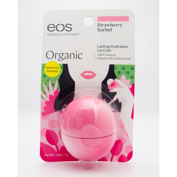 EOS Organic Lasting Hydration Strawberry Sorbet net wt .25 oz