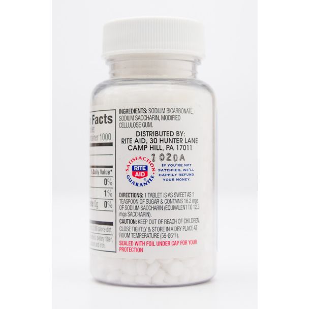 Rite Aid Sugar Substitute Saccharin 1/4 Grain Each 1000 Tablets