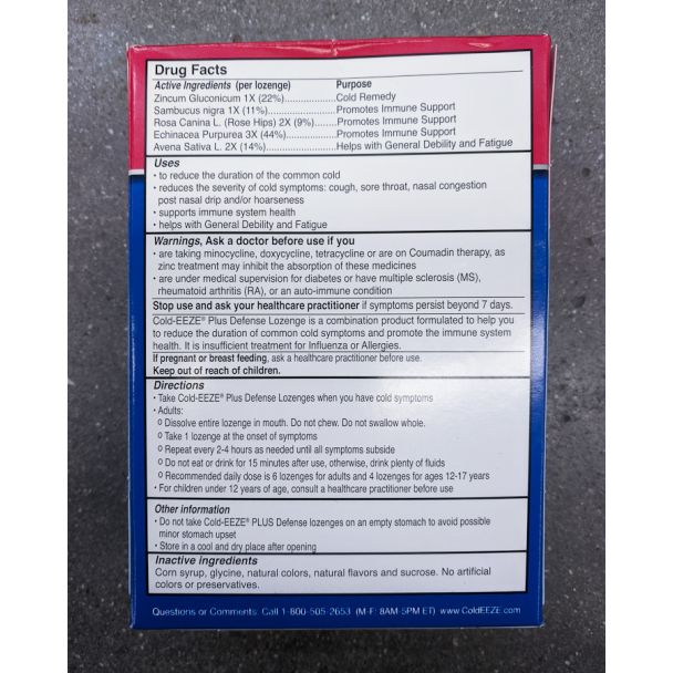 Cold-Eeze Plus Defense Citrus with Elderberry 12 Lozenges