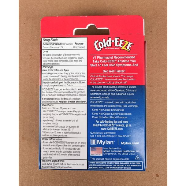 Cold-Eeze Homeopathic Zinc Cherry 10 Lozenges