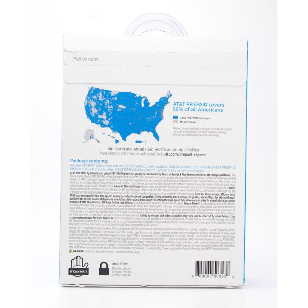 AT&T Prepaid Alcatel Tetra 16GB Stealth Black Prepaid Smartphone